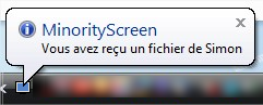 MinorityScreen - Fichier reçu Notification