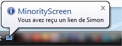 MinorityScreen - Url reçu Notification