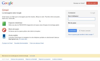 Page de connexion GMail