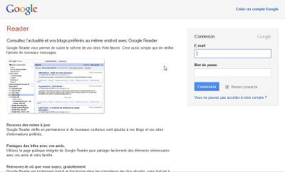 Page de connexion Google Reader