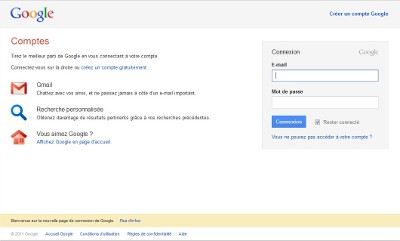 Page de connexion Compte Google