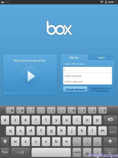 Inscription au service Box.net